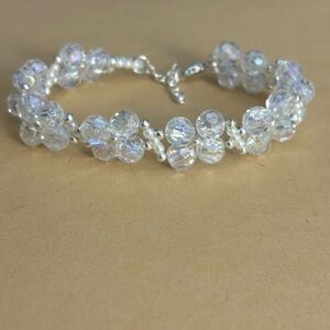 Elegant Handmade Crystal bead and Pearl Bracelet